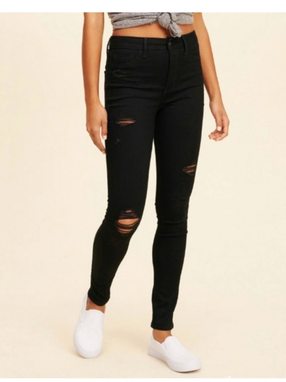 Hollister high-rise super skinny black jeans size 5 Y2K